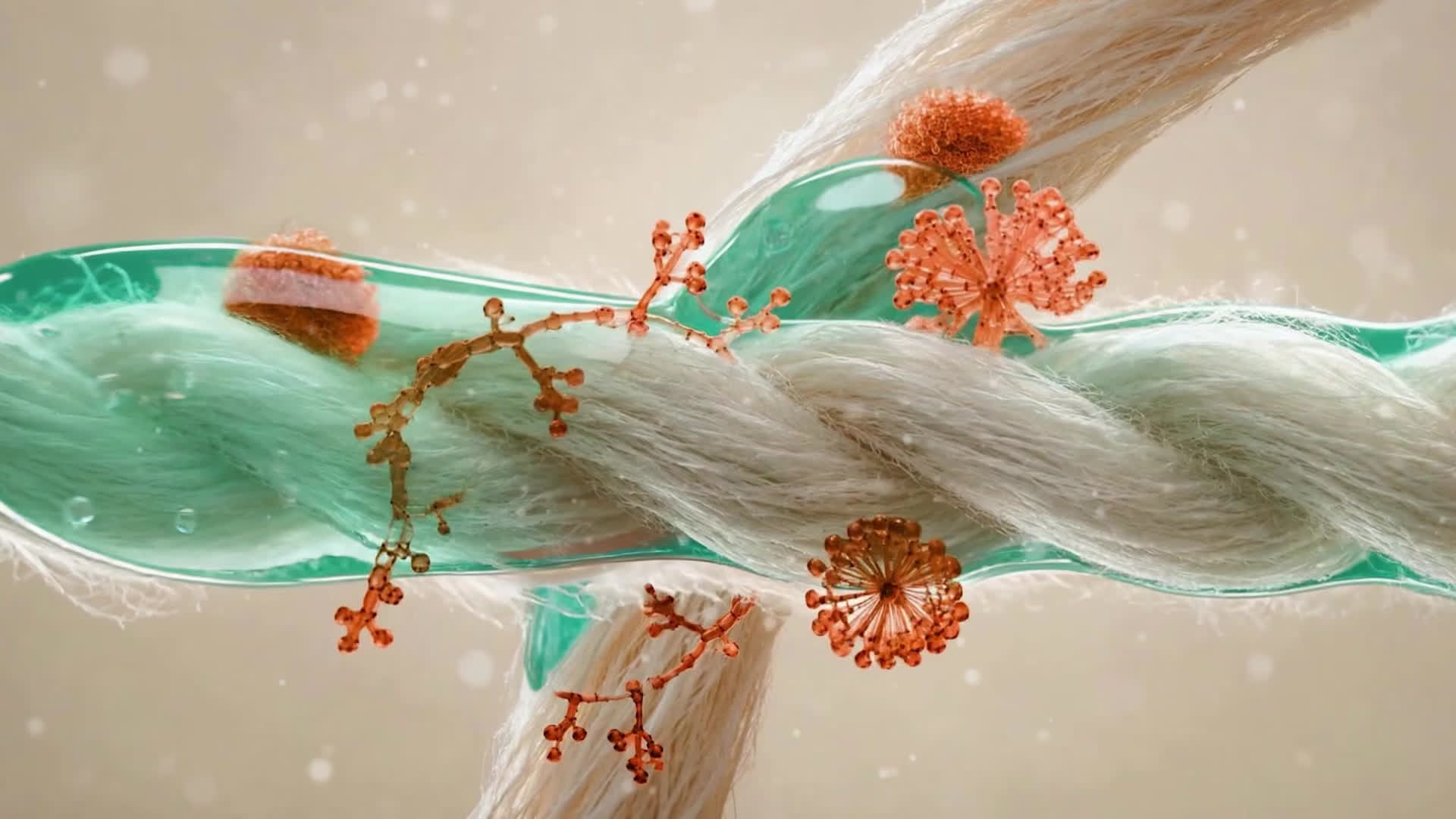 Detalhe microscópico das fibras de um tecido